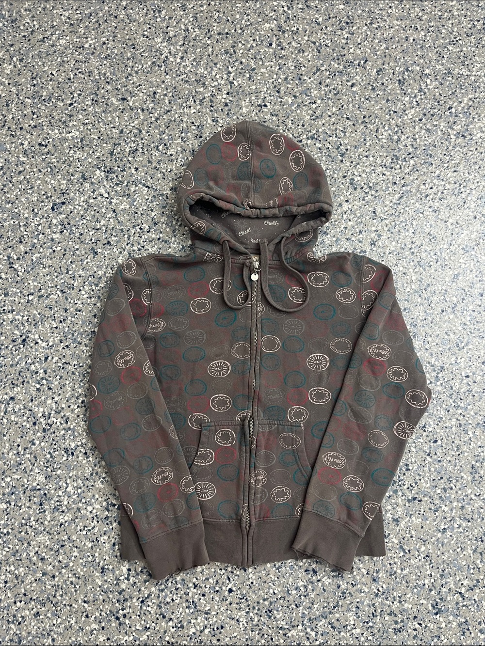 O'Neill Brown Hoodie with Teal and Red Circular Print